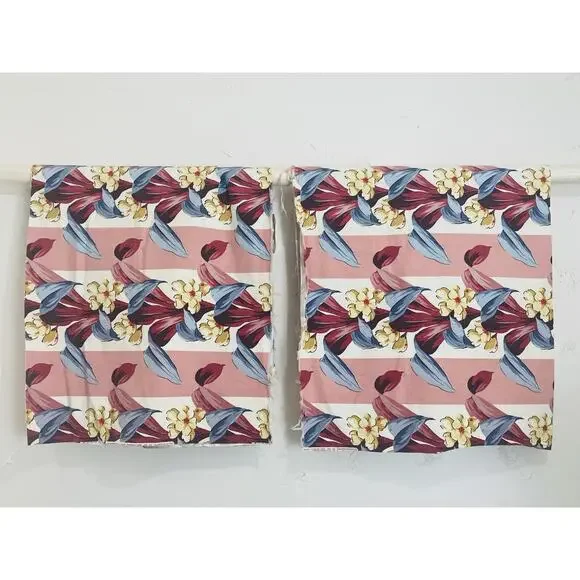 Pink Mauve Barkcloth Era Vintage Curtain Drape Upholstery Fabric Pieces 2 Magent - Picture 9 of 11